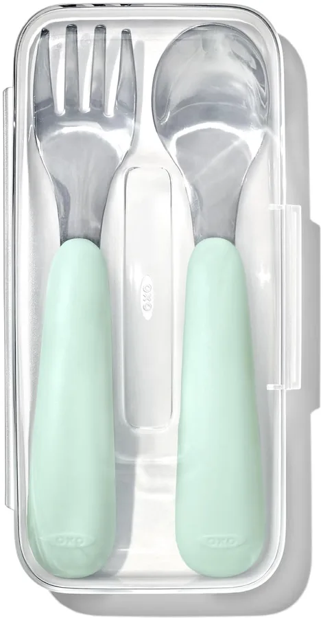 7. OXO Tot On-the-Go Fork and Spoon Set with Travel Case