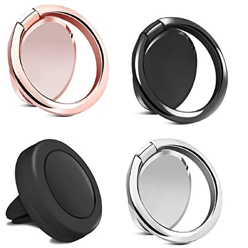 4. Finger Ring Stand & Magnetic Car Mount Set (4-Pack)