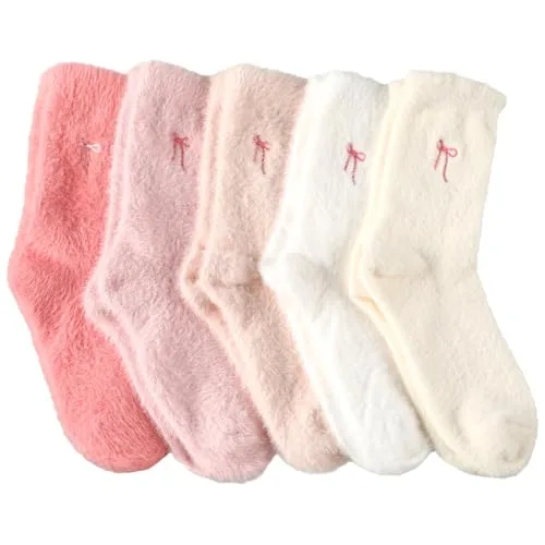 15. Geyoga Fuzzy Slipper Socks (5 Pairs)