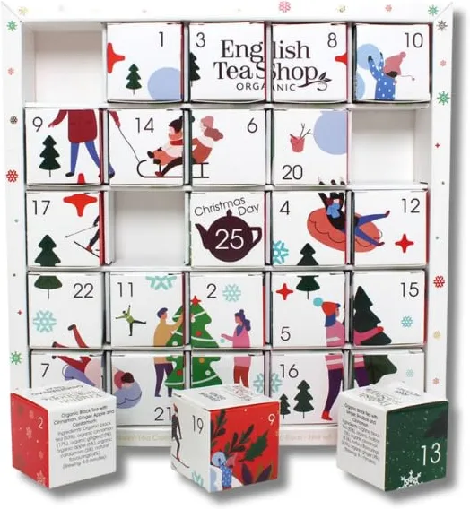 11. English Tea Shop White Ornaments Organic Advent Calendar