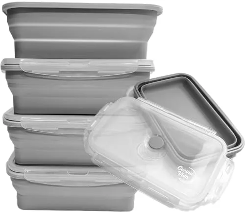 3. Amazon Basics Silicone Collapsible Lunch Box (Microwave & Dishwasher Safe)