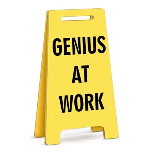 9. Funny Office Desk Sign: 'Do Not Disturb — Genius At Work' Wooden Plaque