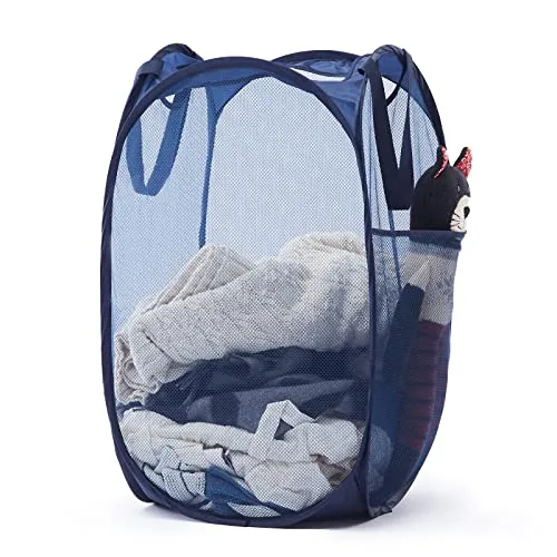 11. Collapsible Portable Laundry Basket (Mesh, Foldable)