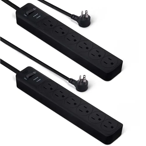 Amazon Basics 6-Outlet Surge Protector Power Strip (2-Pack)