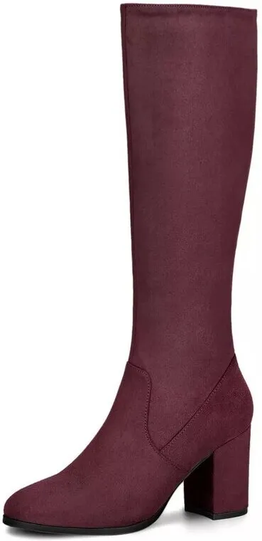 BLISSFUL STEP Burgundy Knee-High Boots