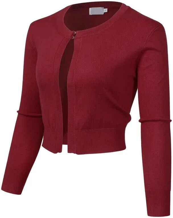 14. Burgundy Open-Front Cardigan