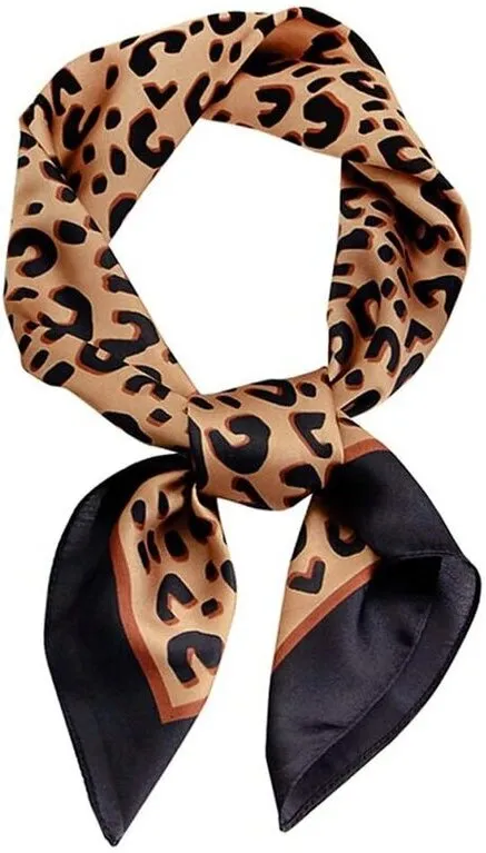 22. GERINLY Leopard Print Satin Square Scarf