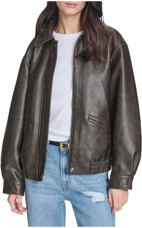 5. Levi's Faux Leather Bomber Jacket (Brown)