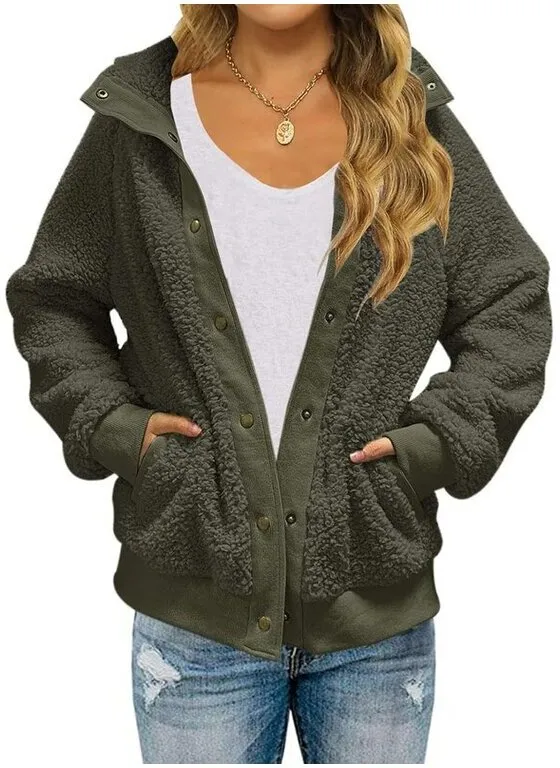 28. MEROKEETY Sherpa Fleece Button-Down Jacket