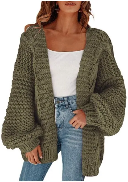 34. Remikstyt Chunky Cable-Knit Cardigan