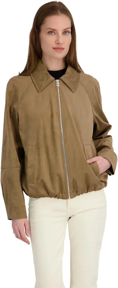 TAHARI Kora Faux Suede Bomber