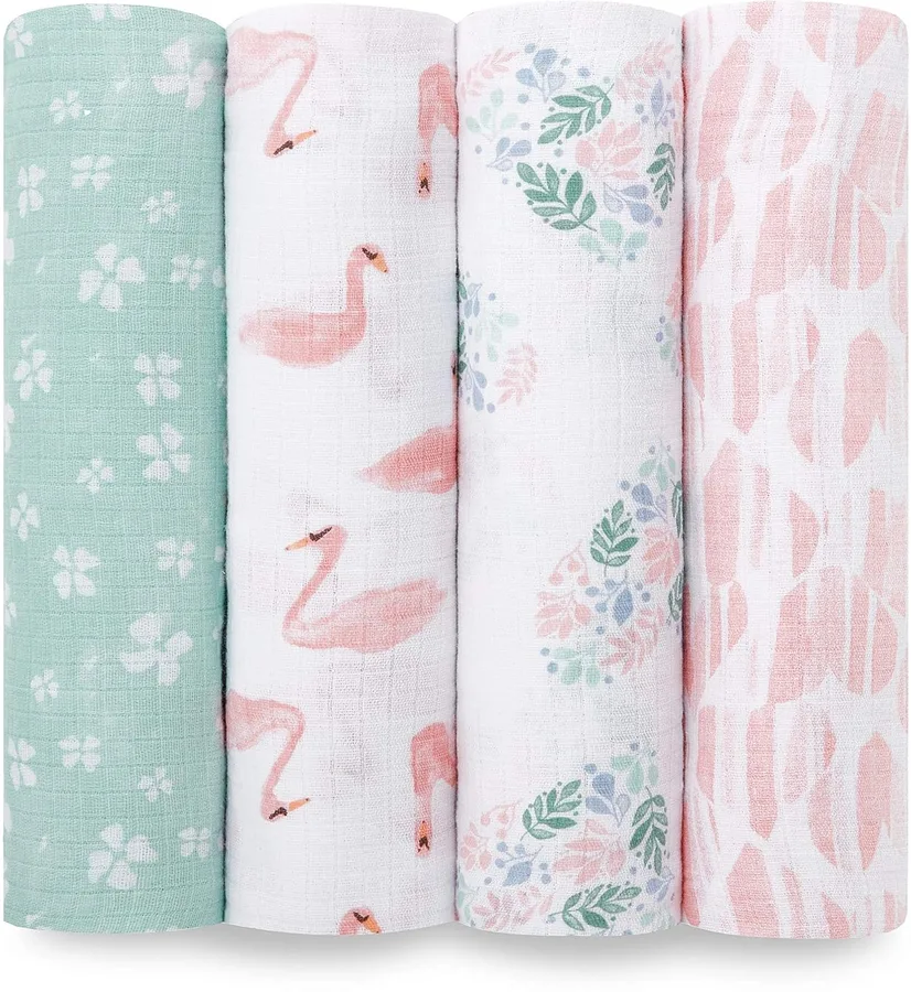 12. aden + anais Essentials Muslin Swaddle Blankets 4-Pack