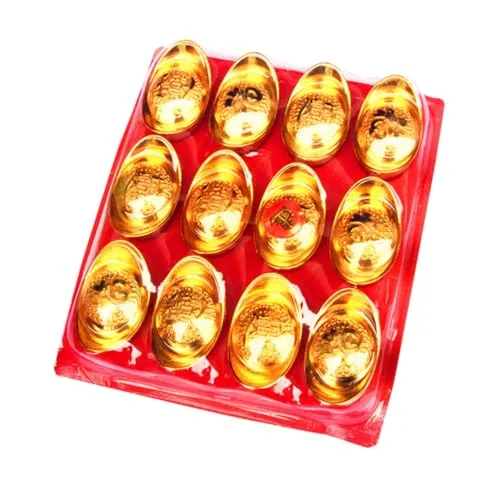 LAOCHU Gold Ingot Chinese Lucky Feng Shui Ornament (3-Pie...