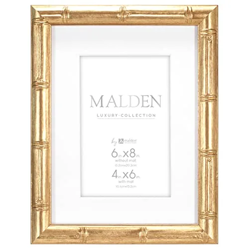 Malden International Designs 4x6 Gold Bamboo Picture Frame