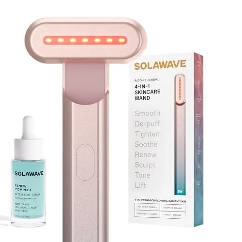 SolaWave 4-in-1 Radiant Renewal Skincare Wand with Red Li...