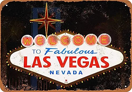 8. Displate 'Welcome to Fabulous Las Vegas' Metal Poster (Las Vegas metal wall art)
