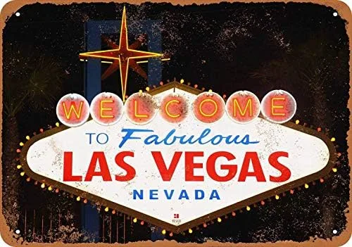2. PaBoe 'Welcome to Fabulous Las Vegas' Vintage Metal Tin Sign (8 x 12 in)
