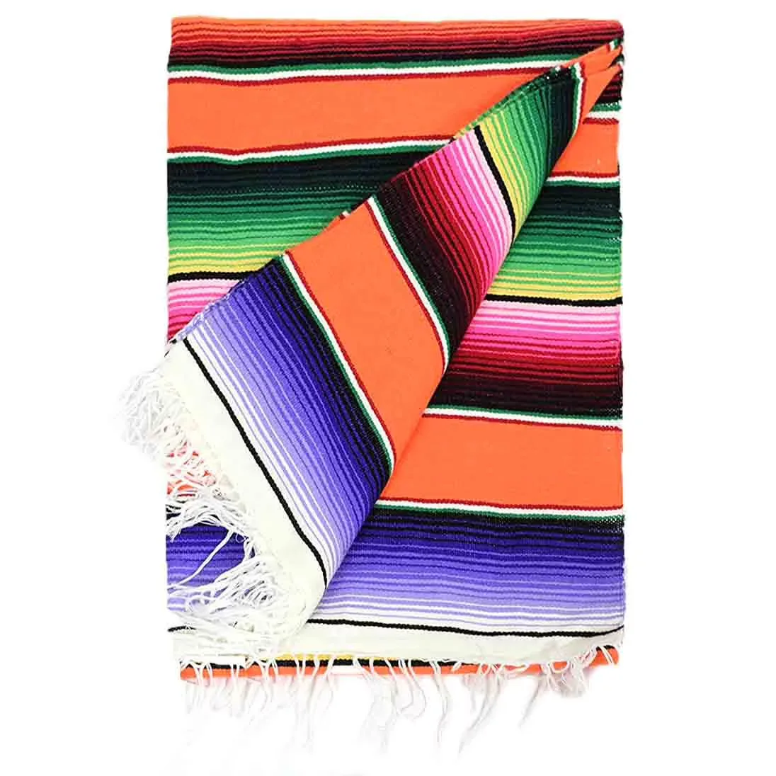 4. Mexican Serape Blanket (Falsa) — Traditional Striped Throw by Viva Mexico