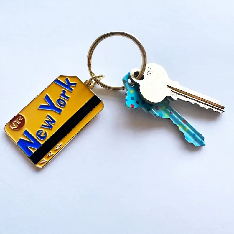 13. Vintage MetroCard Replica Keychain (Enamel & Brass)