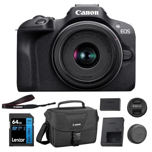 16. Canon EOS R100 Mirrorless Camera with RF-S 15-45mm Lens