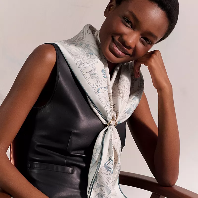 17. Hermès Le Philatéliste du Faubourg Silk Scarf 90