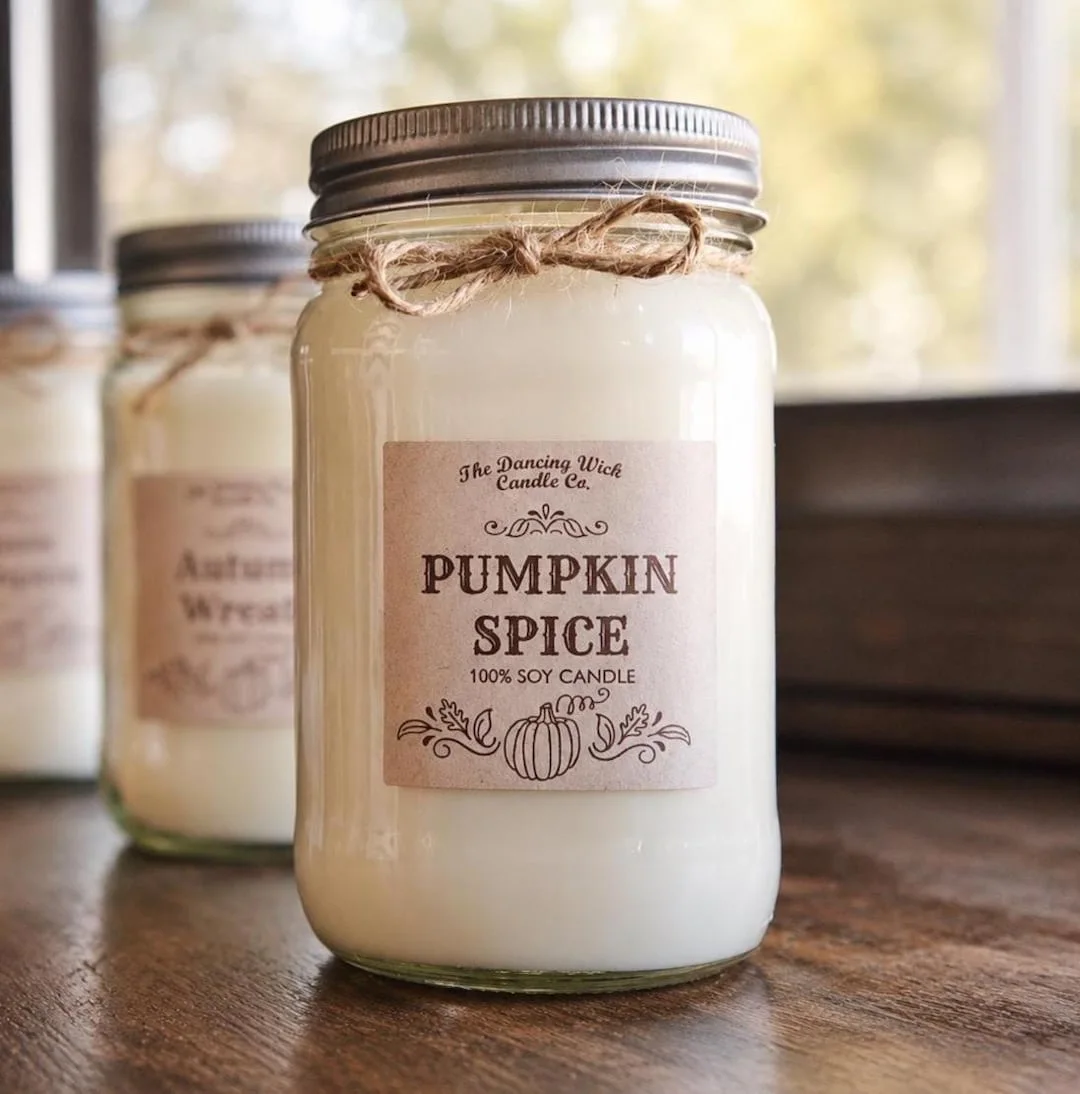 Fall Soy Candle in Mason Jar (Etsy)