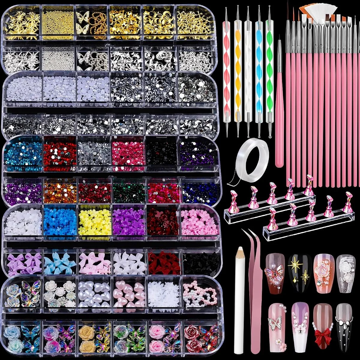 Teenitor Nail Charms & Nail Art Tools Set