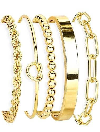 Gold Cuff Bracelet Stack