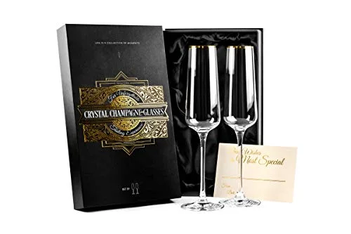 Gold Rim Champagne Flutes Set of 2