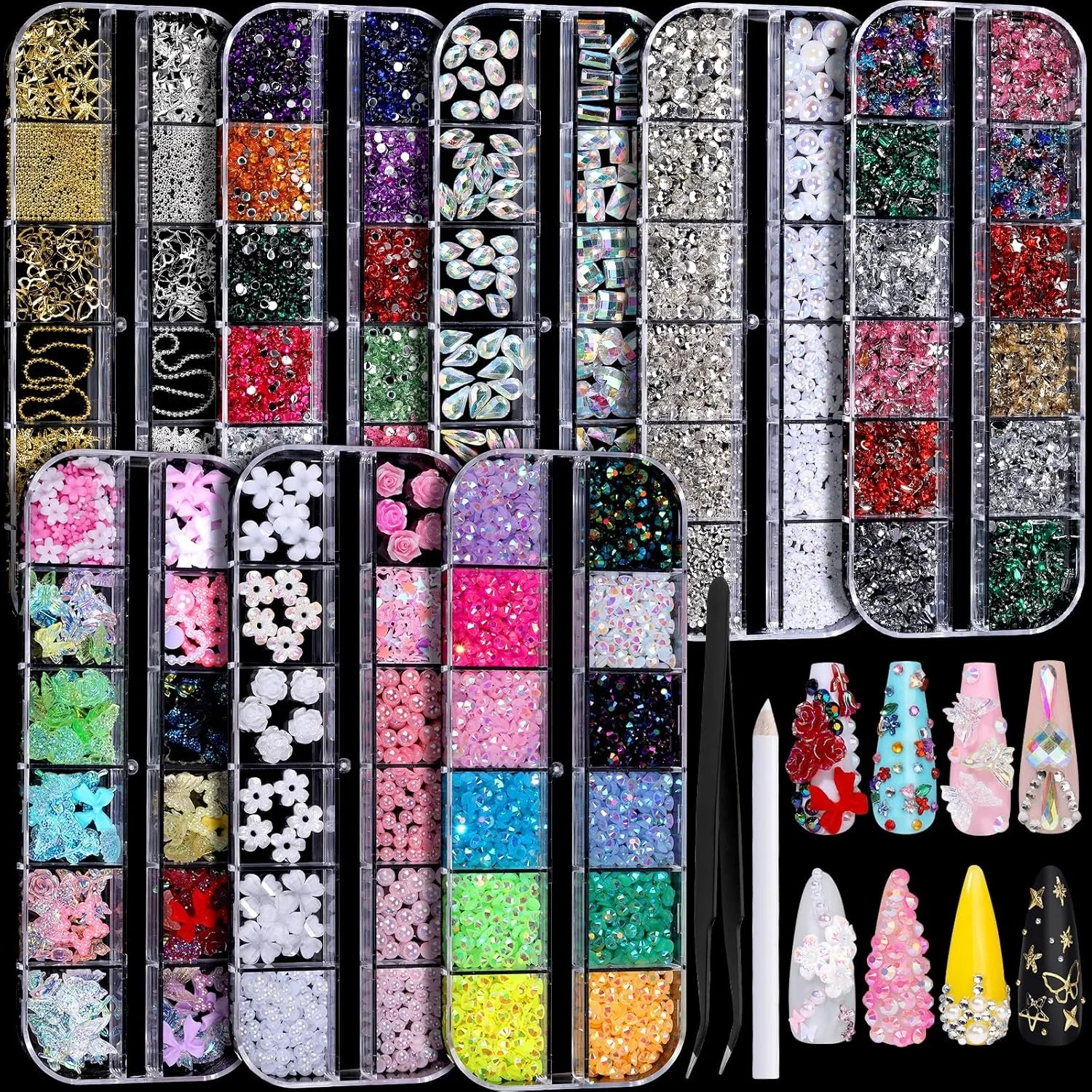 FANDAMEI Nail Charms & Rhinestones Kit