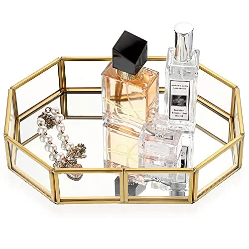 Hipiwe Gold Mirror Glass Vanity Tray