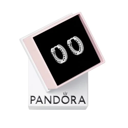 PANDORA Pavé Heart Hoop Earrings