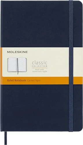 Moleskine Classic Notebook, Large, Ruled, Sapphire Blue, Hard Cover (5 x 8.25)