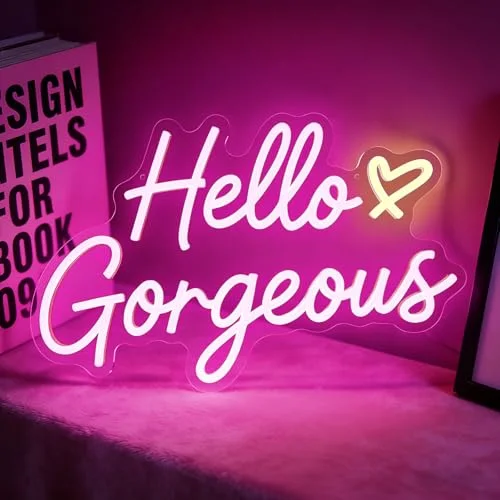 Hello Gorgeous Pink Neon Sign