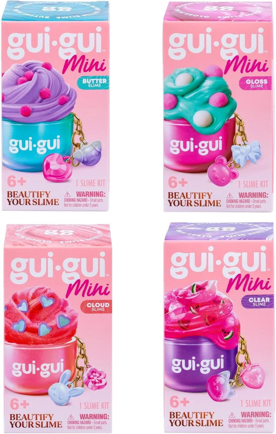 GUI GUI Mini Slime 4-Pack with Keychain