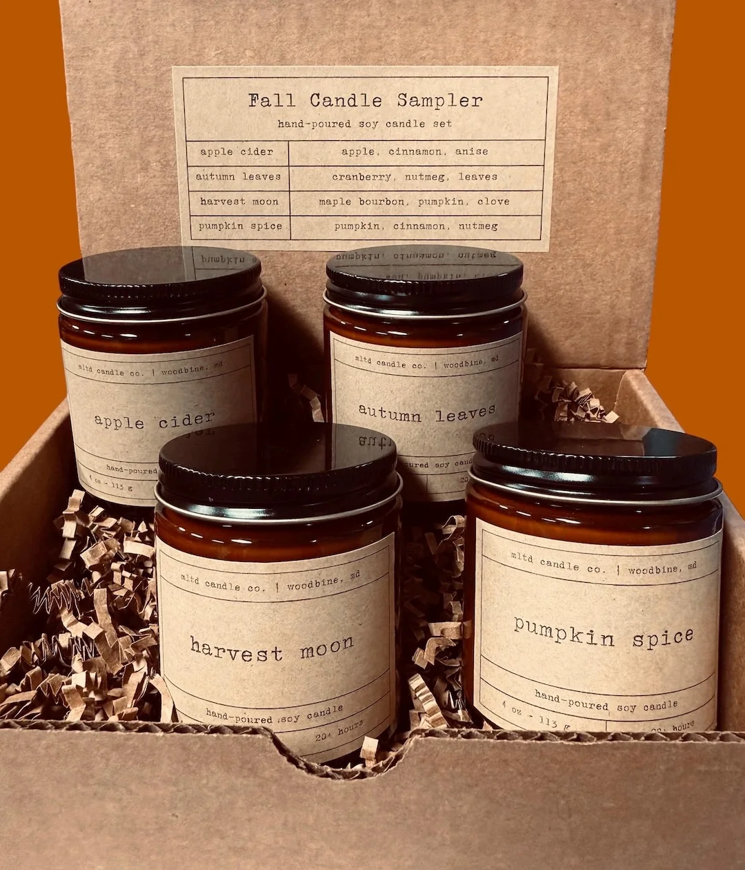 Fall Candle Sampler, Set of 4 Minis (Etsy)