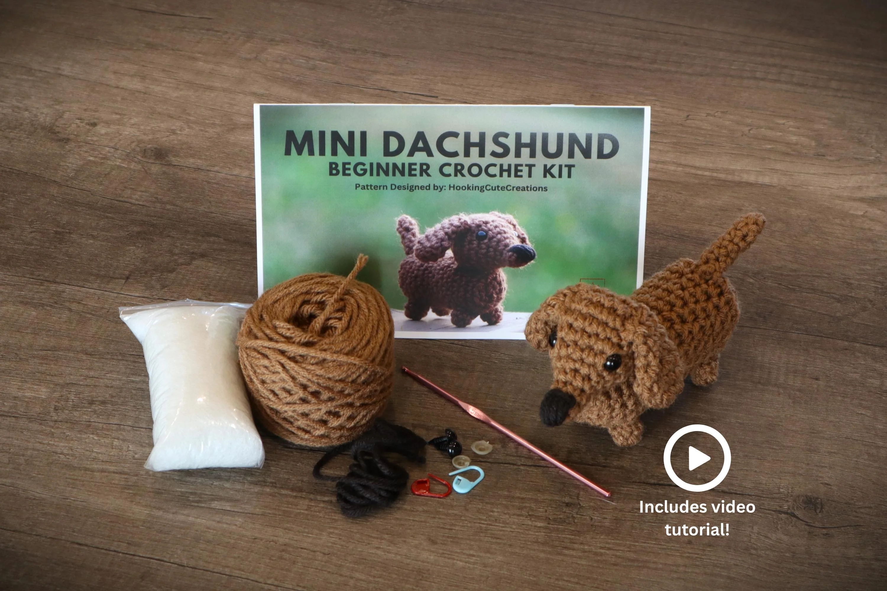 Beginner Crochet Kit, Mini Dachshund (Etsy)