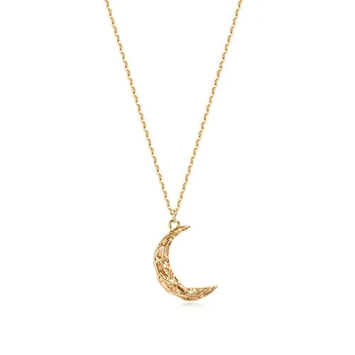 Gold Crescent Moon Pendant Necklace