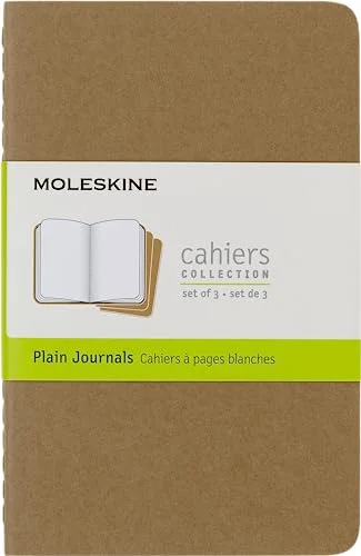 Moleskine Cahier Journal (Set of 3), Pocket, Plain, Kraft Brown, Soft Cover (3.5 x 5.5): set of 3 Plain Journals