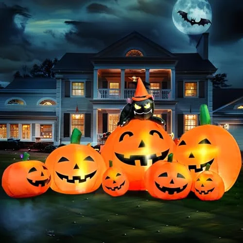 7 FT Inflatable Pumpkins Row
