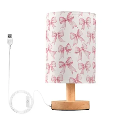 Coquette Pink Bows Bedside Table Lamp