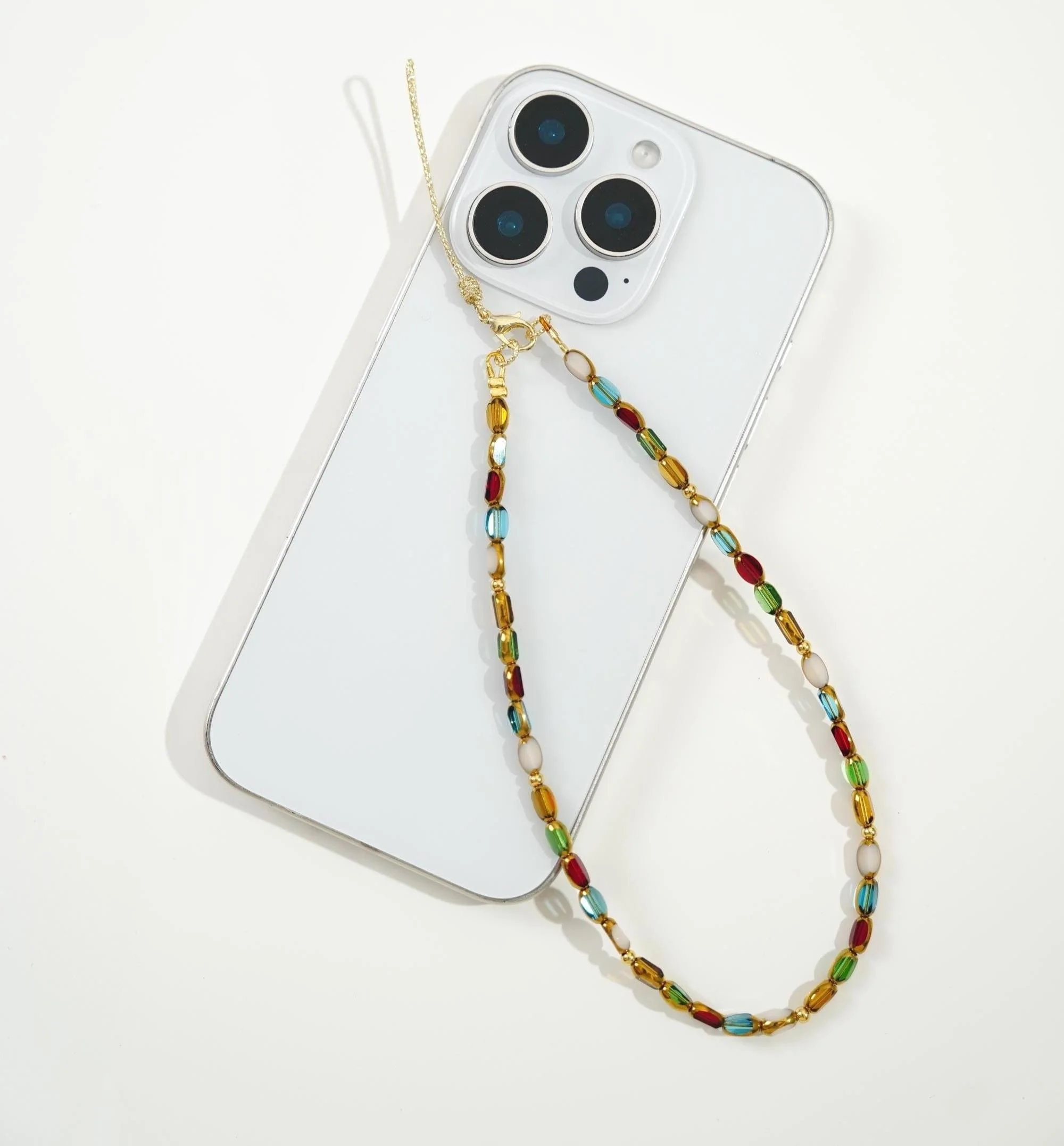 Rainbow Crystal Beaded Phone Charm Strap (Etsy)